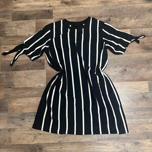 Who What Wear Black and White Striped Midi Dress